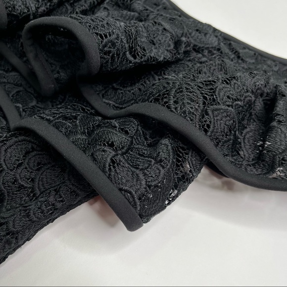 Alexis Crista Ruffled Off-the-Shoulder Black Embroidered Thick Lace Dressy Top - Picture 8 of 15